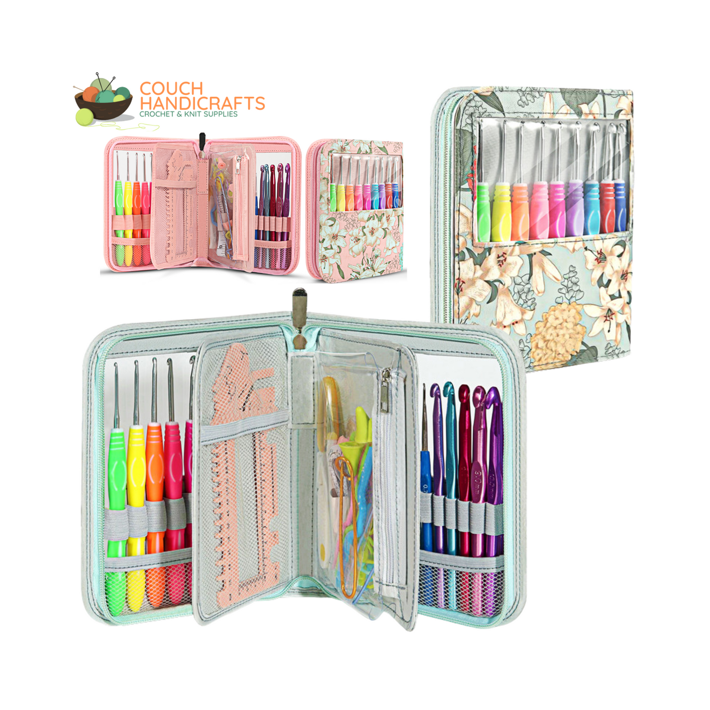 60pcs Crochet Kit with Case - Couch Handicrafts
