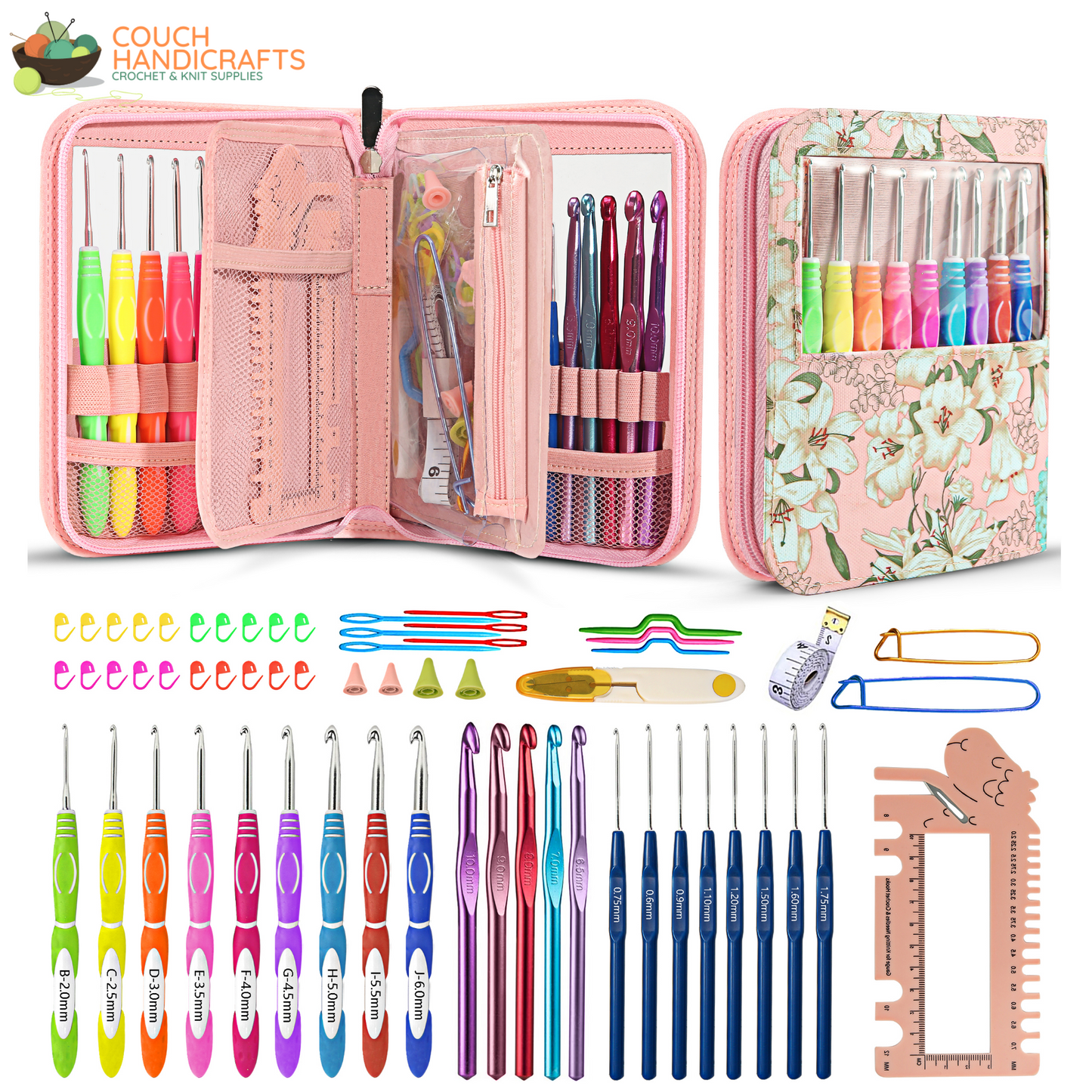 60pcs Crochet Kit with Case - Couch Handicrafts