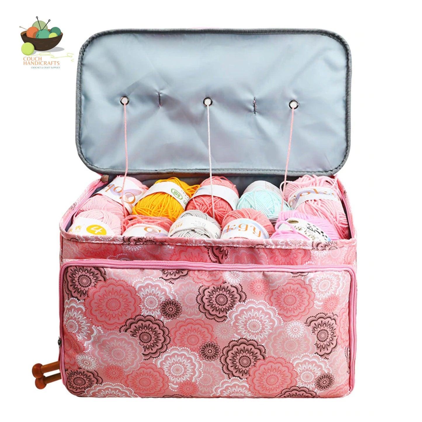 Yarn Storage Bag with Zipper and Front Pocket