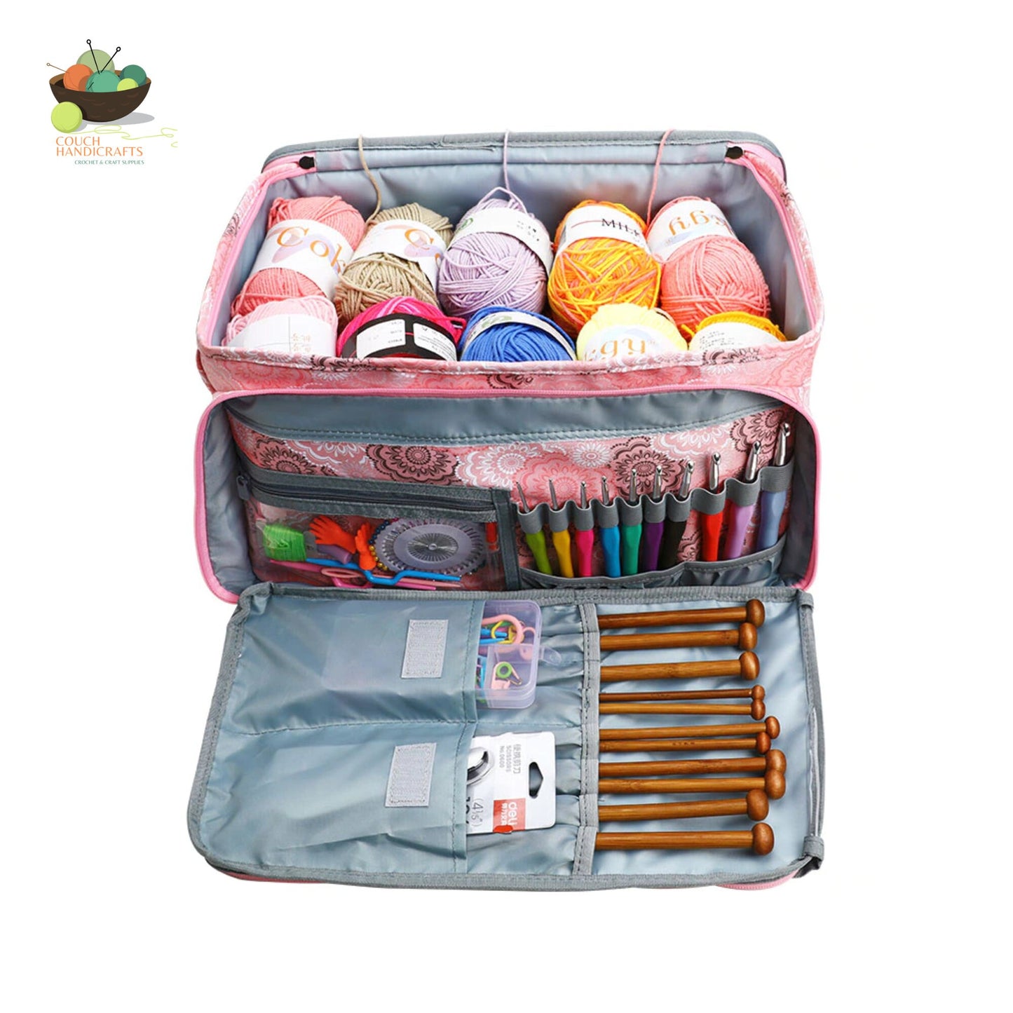 Yarn Storage Bag with Zipper and Front Pocket