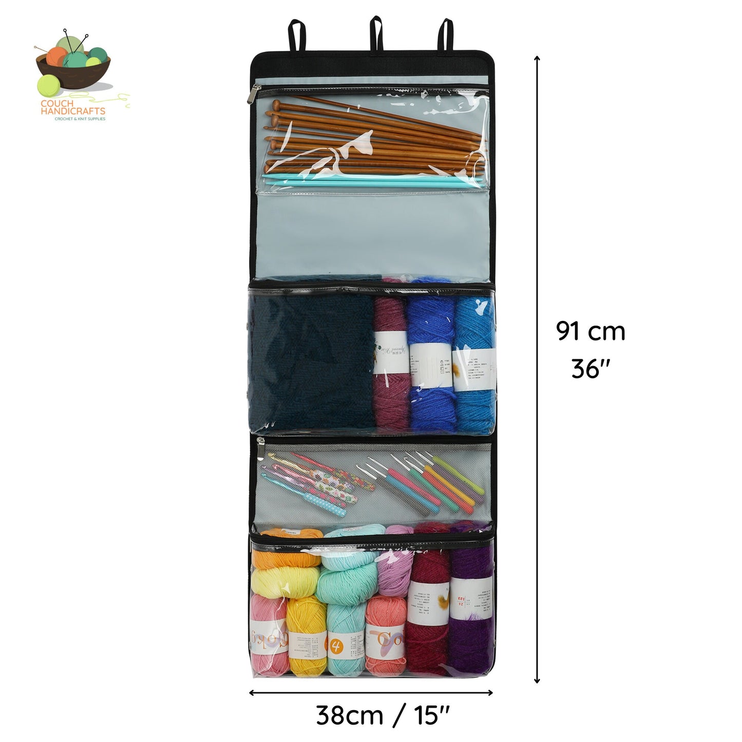 Yarn Wall Hanging Storage, Holder, Protector and Foldable Organiser for Crochet and Knitting