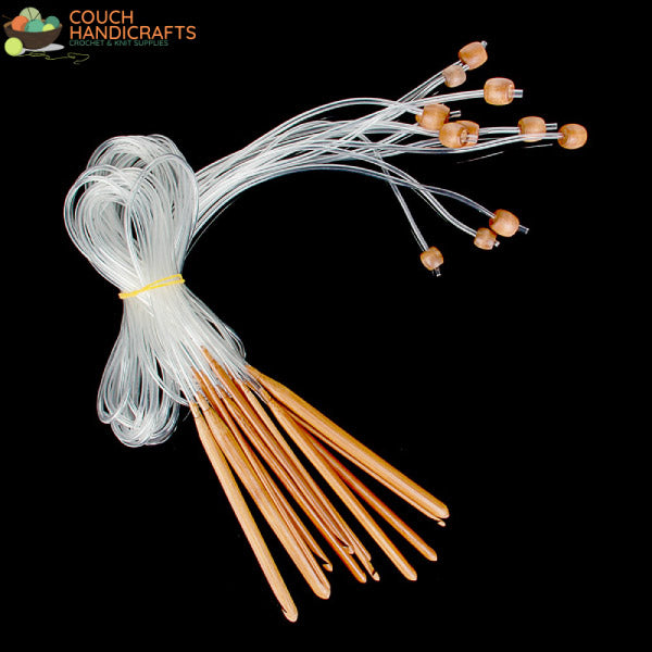 Tunisian Crochet Hooks - Clear Cable (3-10mm) - Couch Handicrafts 12pcs - 47"/120cm