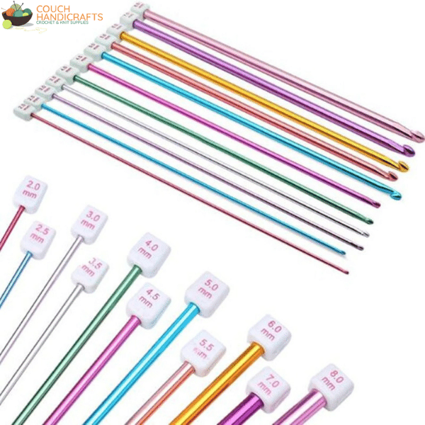Aluminium Tunisian Crochet Hooks Set (2-8mm) - Couch Handicrafts