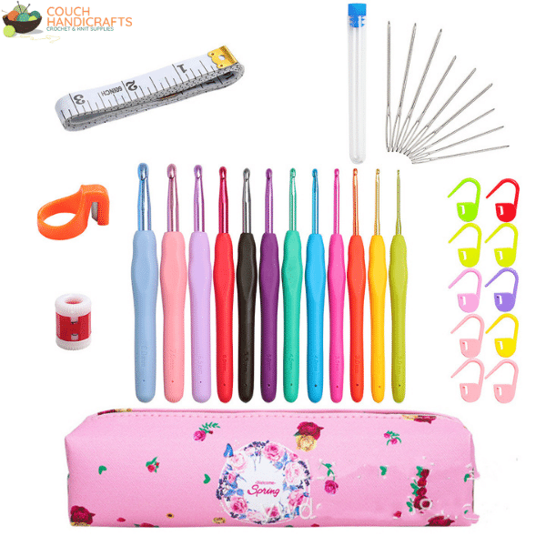 Rainbow Soft-Handle Set with Bag (2-8mm) - Couch Handicrafts Pink