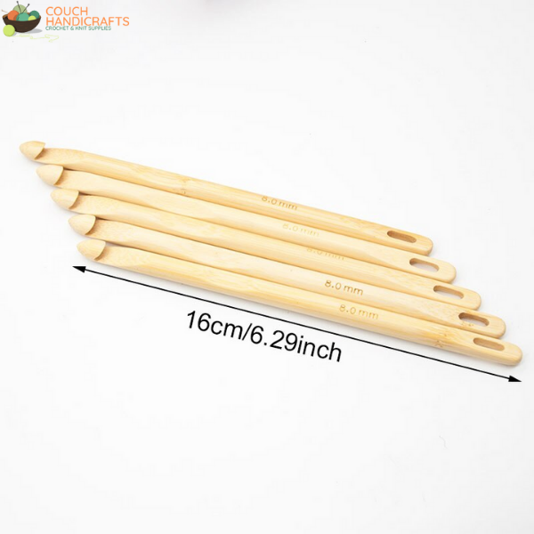 3pcs Holed Bamboo Tunisian Hooks (4-8mm) - Couch Handicrafts