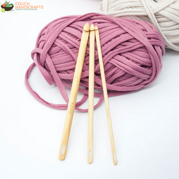 3pcs Holed Bamboo Tunisian Hooks (4-8mm) - Couch Handicrafts Holed Bamboo Tunisian Hooks