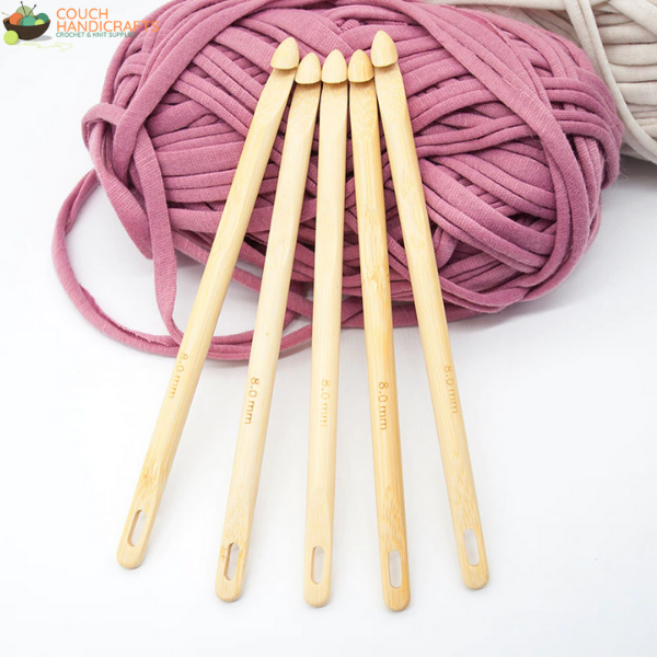 3pcs Holed Bamboo Tunisian Hooks (4-8mm) - Couch Handicrafts