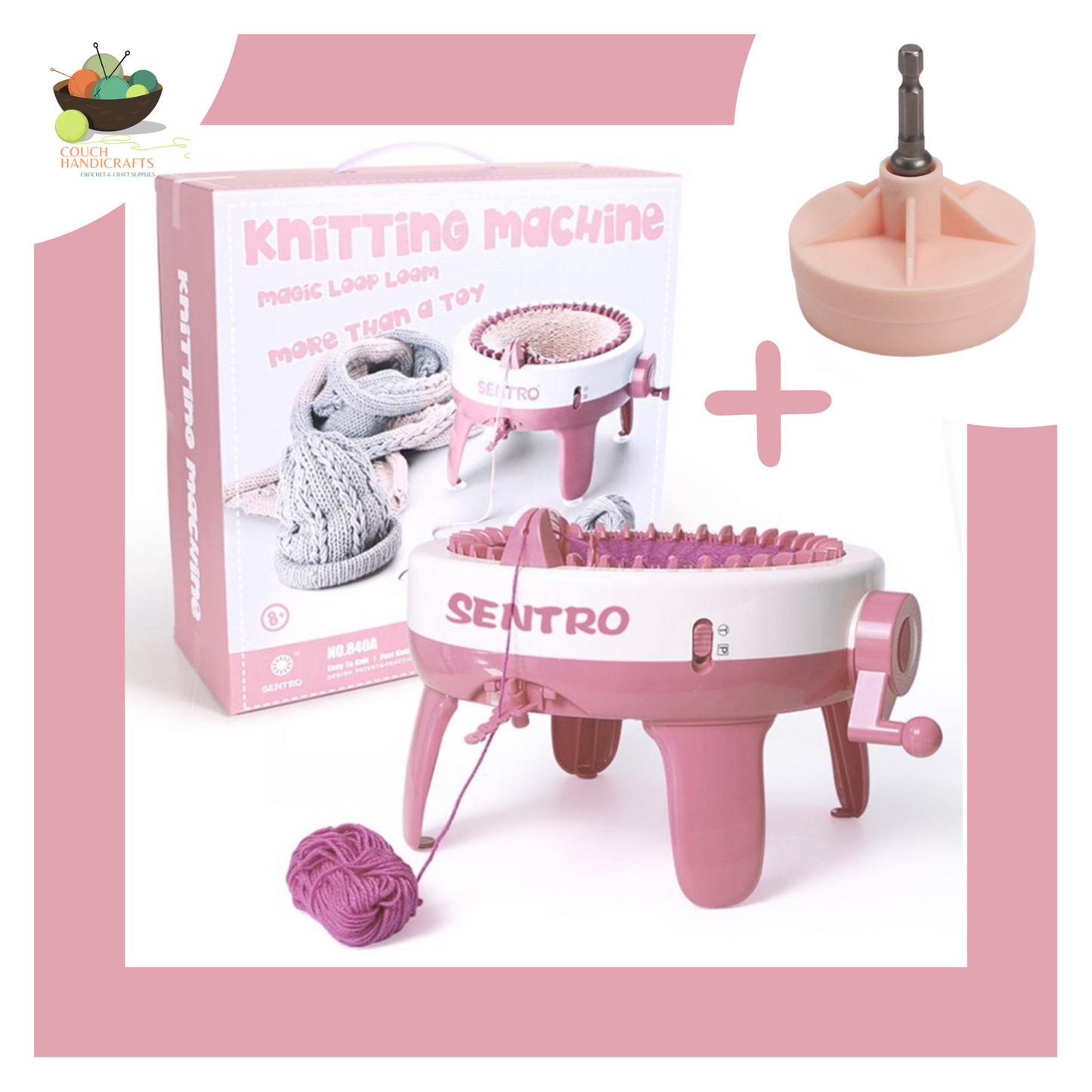 Sentro Knitting Machines with Drill Adaptor - Couch Handicrafts
