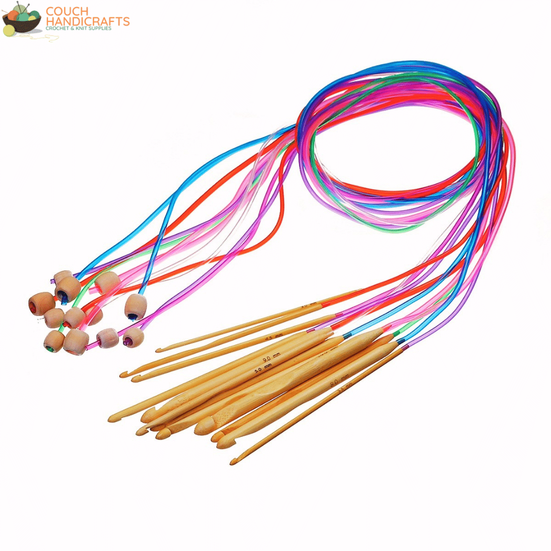 Tunisian Crochet Hooks - Coloured Cable (3-10mm) - Couch Handicrafts