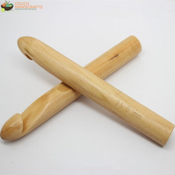 Handmade Jumbo Real-Wood Crochet Hooks (25mm) - Couch Handicrafts