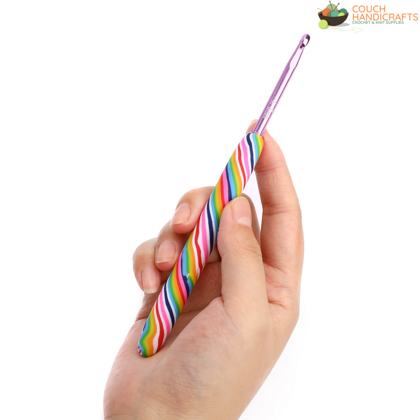 Lollipop Polymer Clay Crochet Hooks Set, Perfect Beginner Kit, Colourful and Ergonomic Handle - Couch Handicrafts
