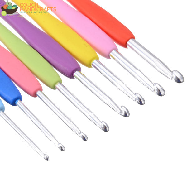 Soft-Handle 8Pcs (2.5-6.0mm) Multicolour Crochet Hook Set - Couch Handicrafts