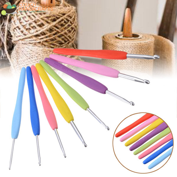 Soft-Handle 8Pcs (2.5-6.0mm) Multicolour Crochet Hook Set - Couch Handicrafts