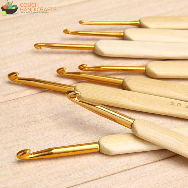 Ergonomic Bamboo/Aluminium Crochet Hooks Set (2.5-6.0mm) - Couch Handicrafts
