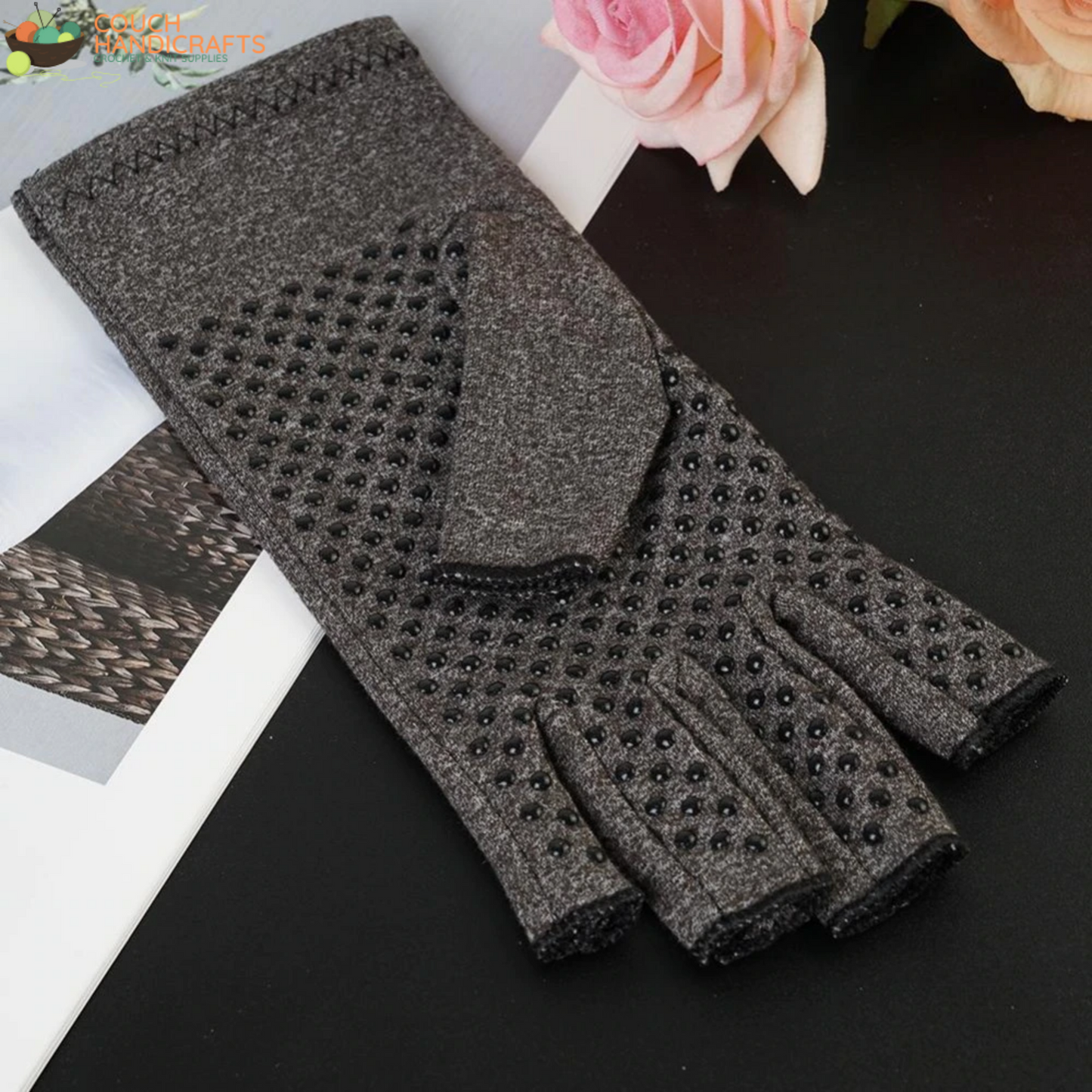 Fingerless Compression Gloves for Carpal Tunnel Support and Rheumatoid Arthritis Relief - Couch Handicrafts