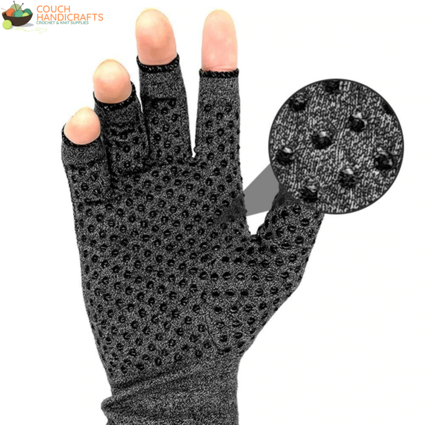 Fingerless Compression Gloves for Carpal Tunnel Support and Rheumatoid Arthritis Relief - Couch Handicrafts