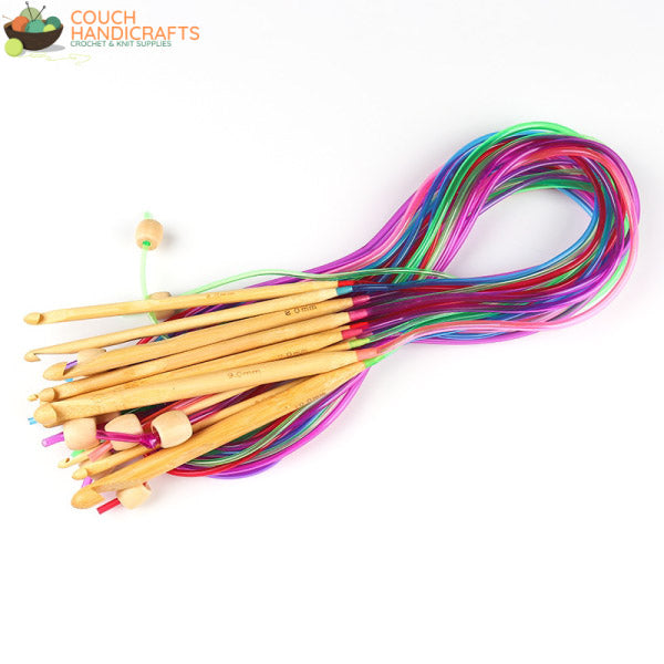 Tunisian Crochet Hooks - Coloured Cable (3-10mm) - Couch Handicrafts