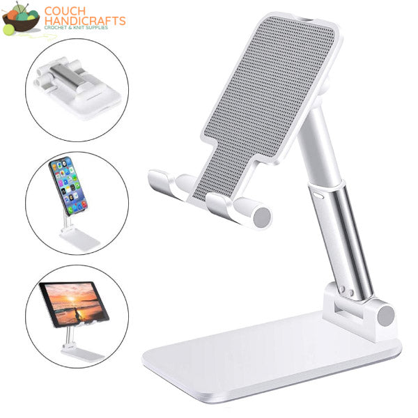 Foldable Mobile Phone/Pad Stand - Couch Handicrafts White Stand