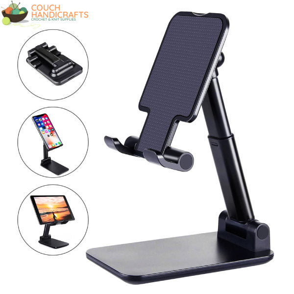 Foldable Mobile Phone/Pad Stand - Couch Handicrafts Black Stand