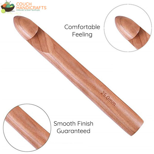 Large Bamboo 1 Piece (15/20/25mm) Crochet Hook - Couch Handicrafts
