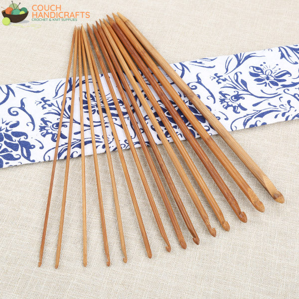 Tunisian 14Pcs - 14"/35cm (3-10mm) Bamboo Crochet Needles - Couch Handicrafts
