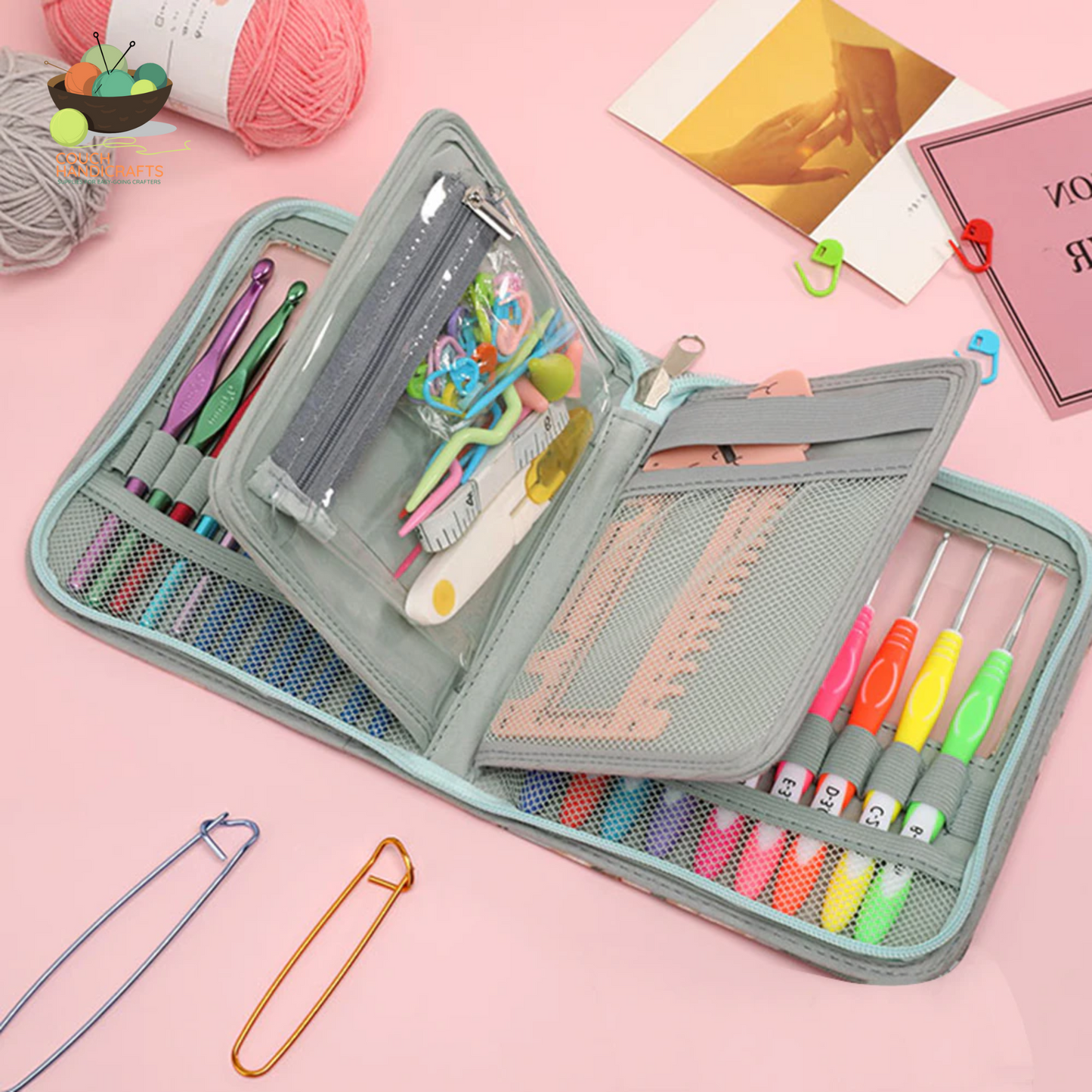 60pcs Crochet Kit with Case - Couch Handicrafts