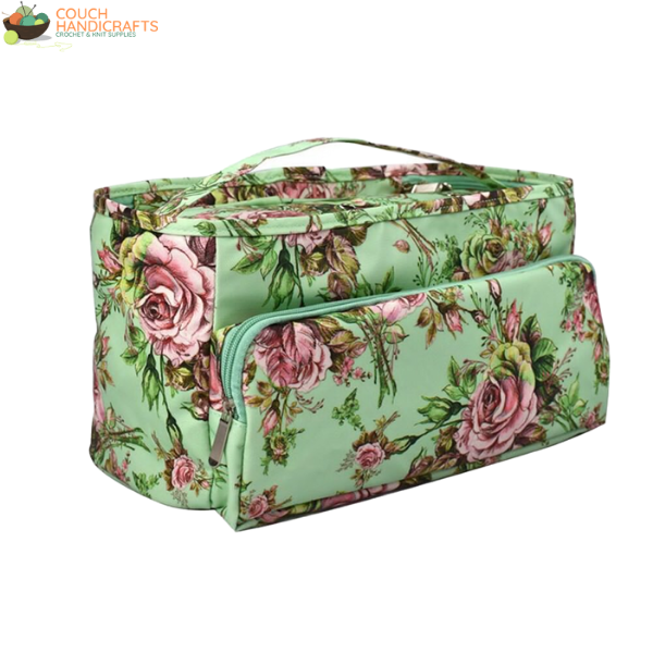 Long Boxy Hand-Bag - Couch Handicrafts Roses on Green
