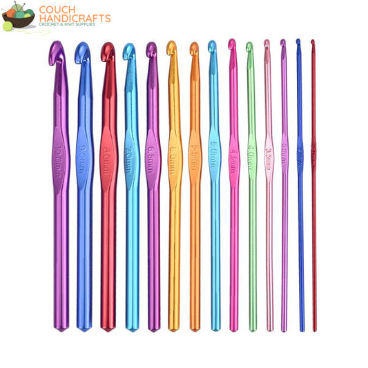 Metal Crochet Hook Set (0.6-8mm) - Couch Handicrafts 12 Pcs