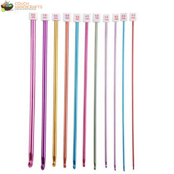 Aluminium Tunisian Crochet Hooks Set (2-8mm) - Couch Handicrafts