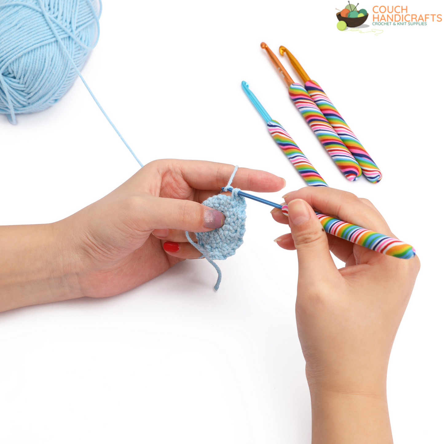 Lollipop Polymer Clay Crochet Hooks Set, Perfect Beginner Kit, Colourful and Ergonomic Handle - Couch Handicrafts