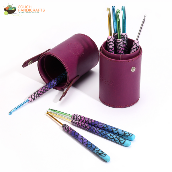 Mermaid Polymer Clay Handle Crochet Hooks Set, Perfect Beginner Kit, Colourful and Ergonomic Handle - Couch Handicrafts
