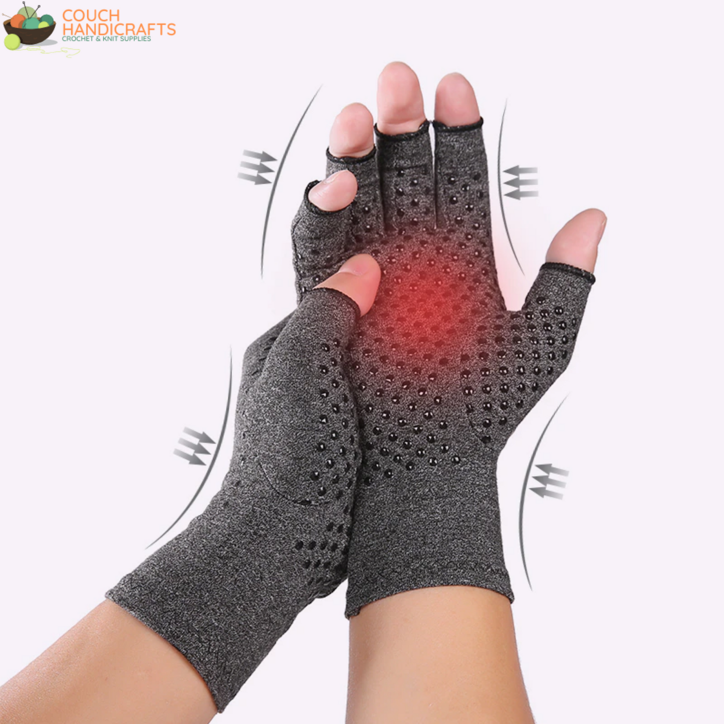 Fingerless Compression Gloves for Carpal Tunnel Support and Rheumatoid Arthritis Relief - Couch Handicrafts