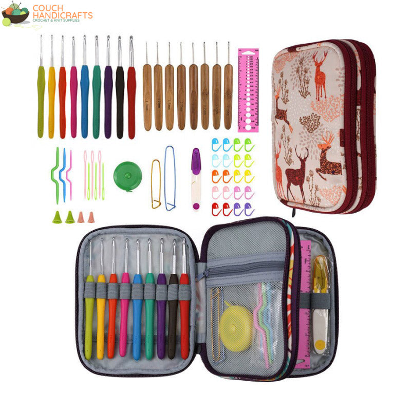 55pcs Crochet Set - Couch Handicrafts B - Forest Brown
