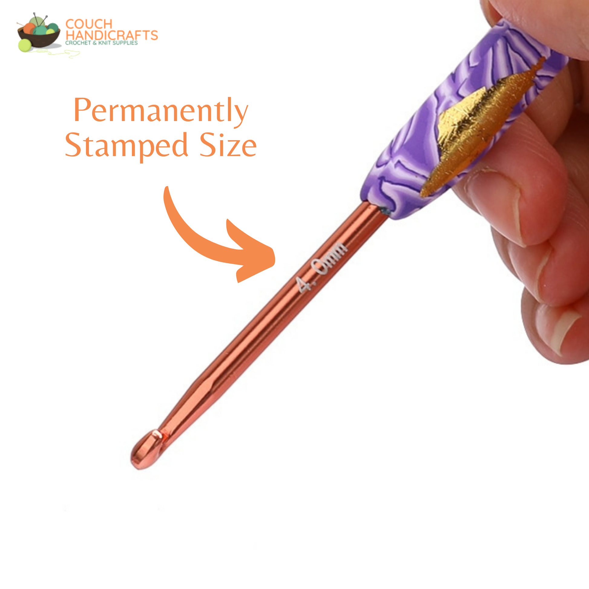 Golden-Glittered Polymer Clay Handle Crochet Hooks Set, Perfect Beginner Kit, Colourful and Ergonomic Handle - Couch Handicrafts