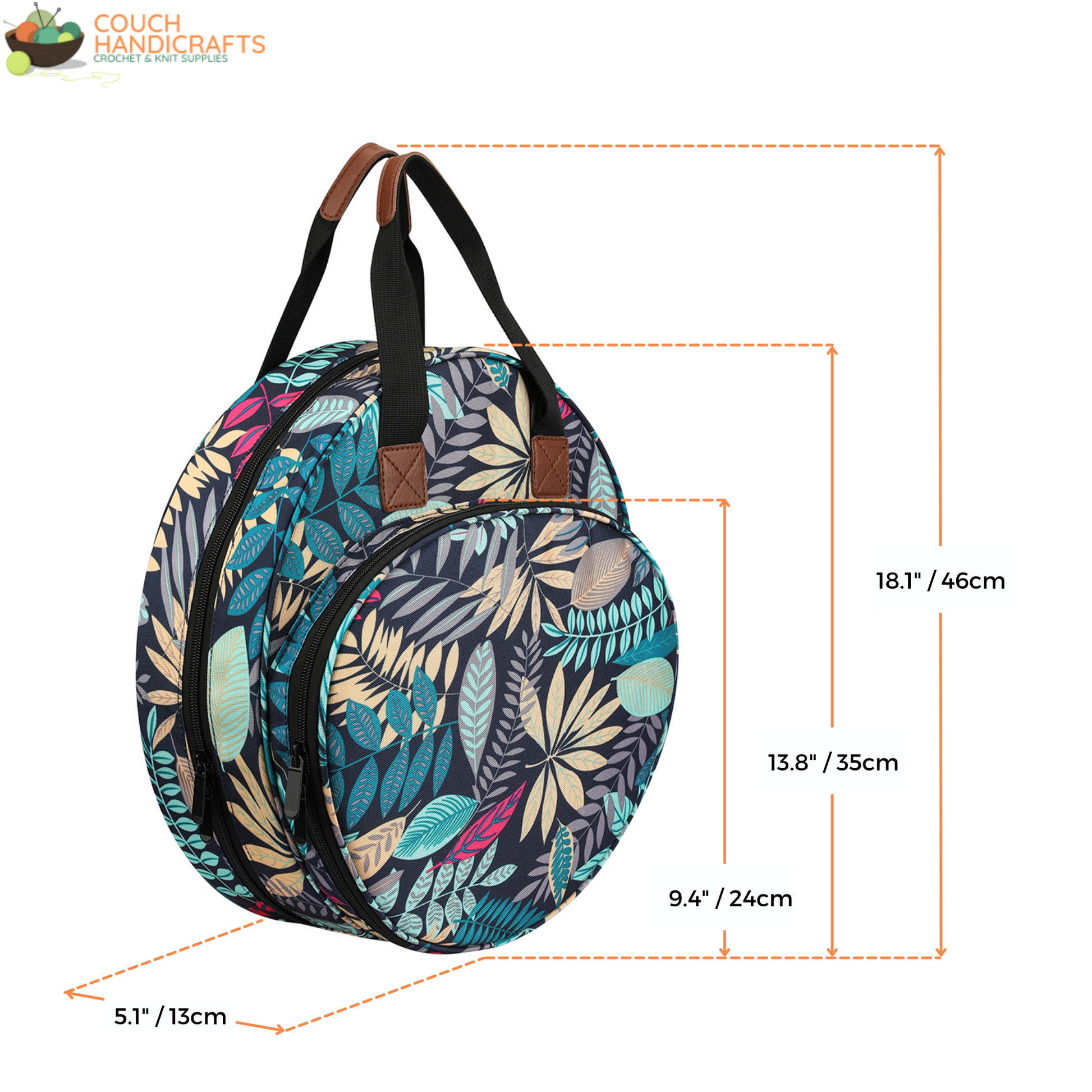 Modern Cross Stitch Project Bag for Embroidery and Needlework with Hoops Storage - Couch Handicrafts
