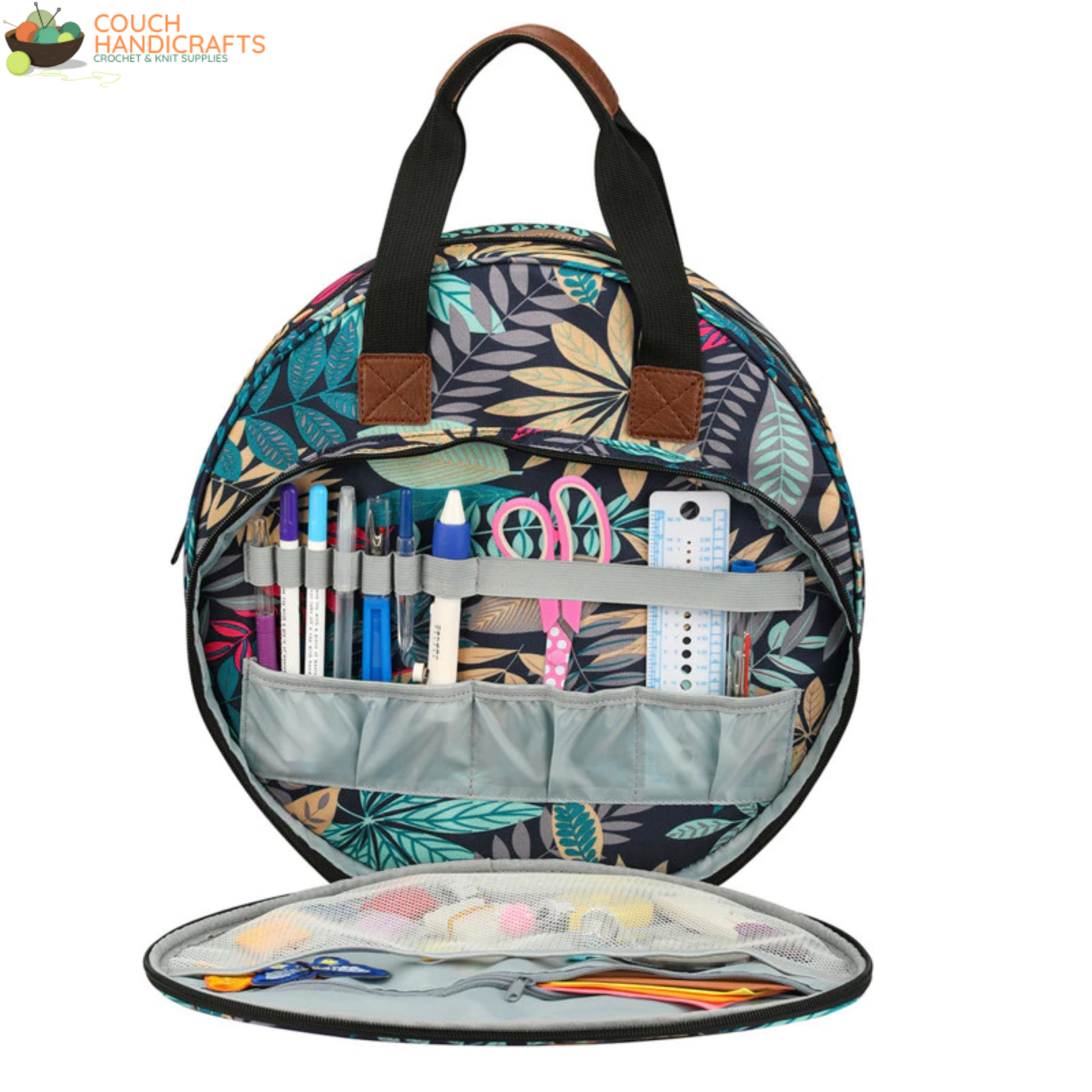 Modern Cross Stitch Project Bag for Embroidery and Needlework with Hoops Storage - Couch Handicrafts