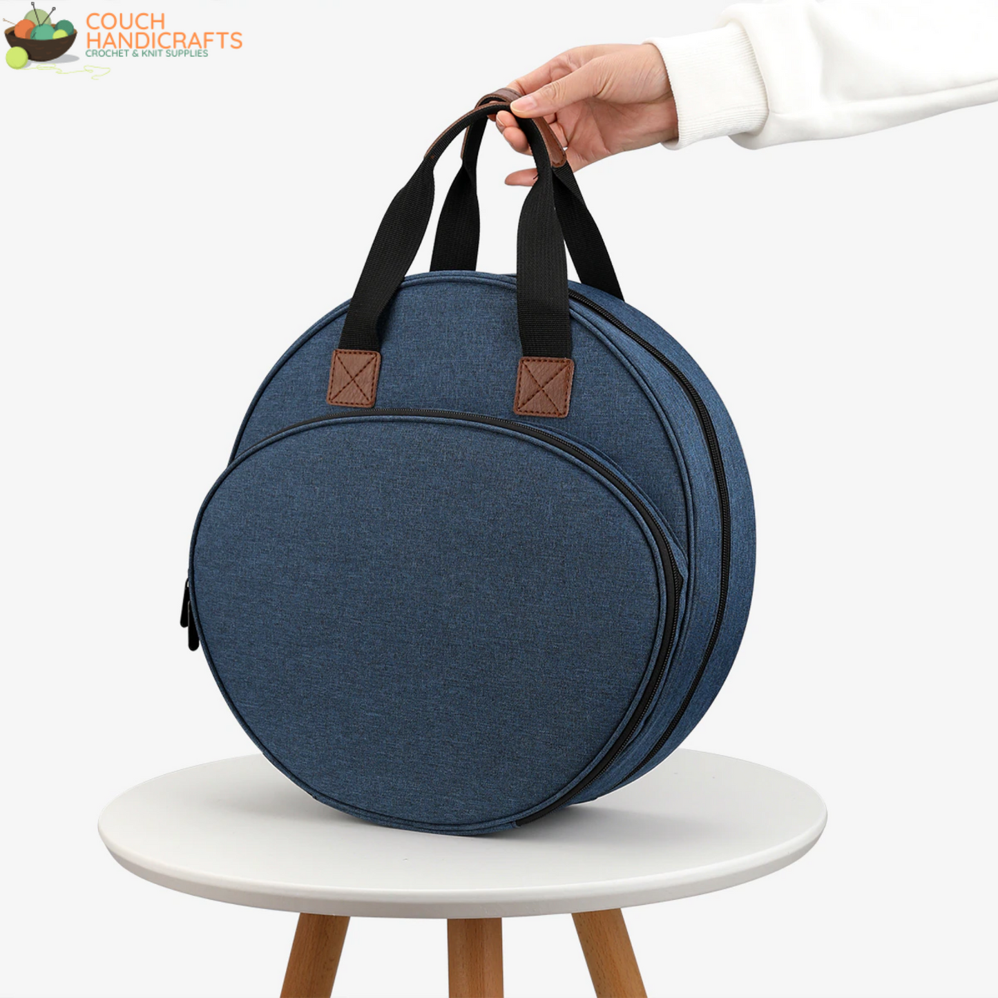 Modern Cross Stitch Project Bag for Embroidery and Needlework with Hoops Storage - Couch Handicrafts