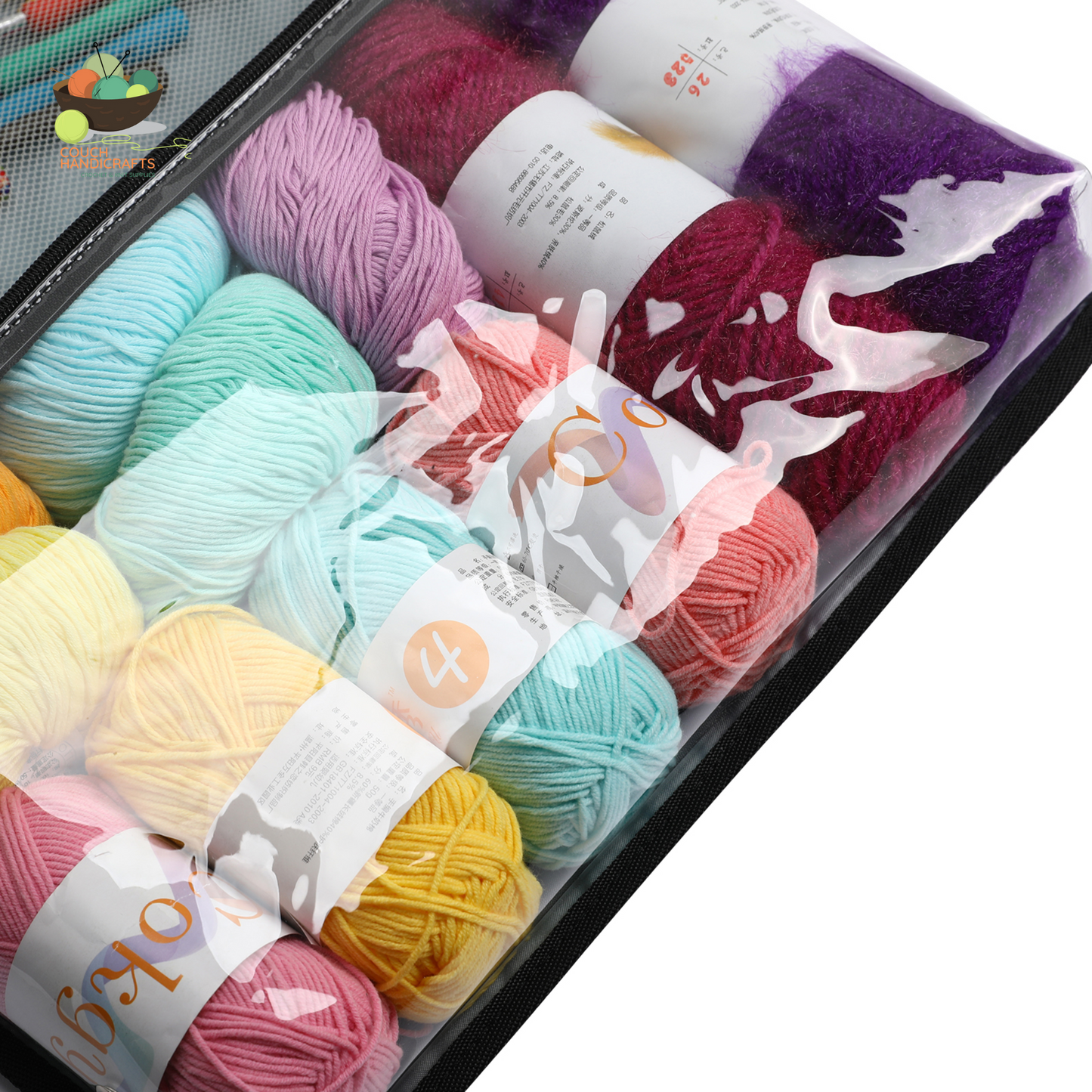 Foldable Yarn Wall Hanging Storage, Holder, Protector and Organiser for Crochet and Knitting - Couch Handicrafts