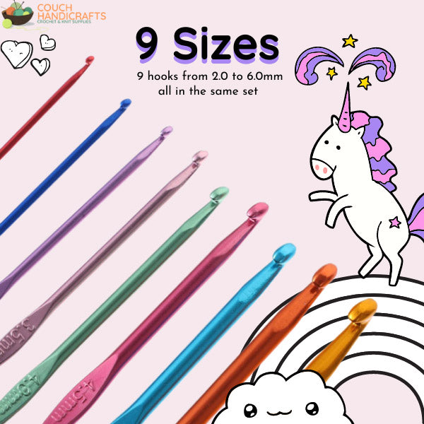 Unicorn Crochet Hooks Set (2-6mm) - Couch Handicrafts