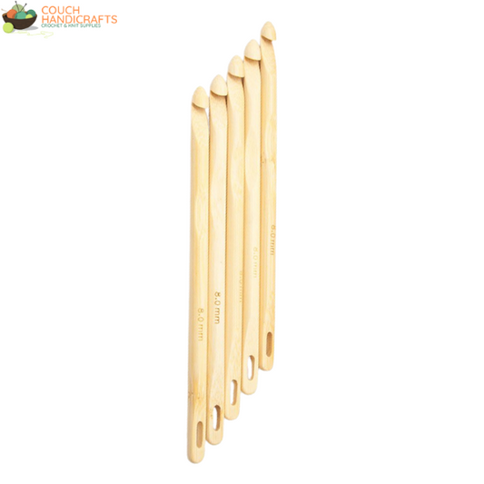 3pcs Holed Bamboo Tunisian Hooks (4-8mm) - Couch Handicrafts