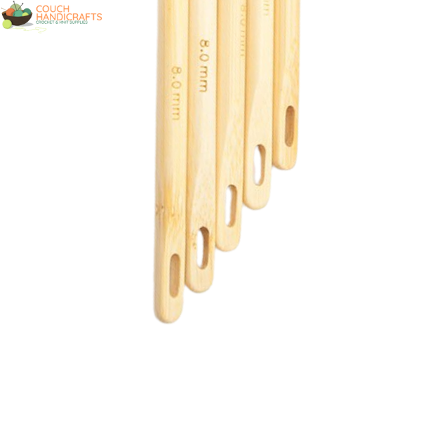 3pcs Holed Bamboo Tunisian Hooks (4-8mm) - Couch Handicrafts